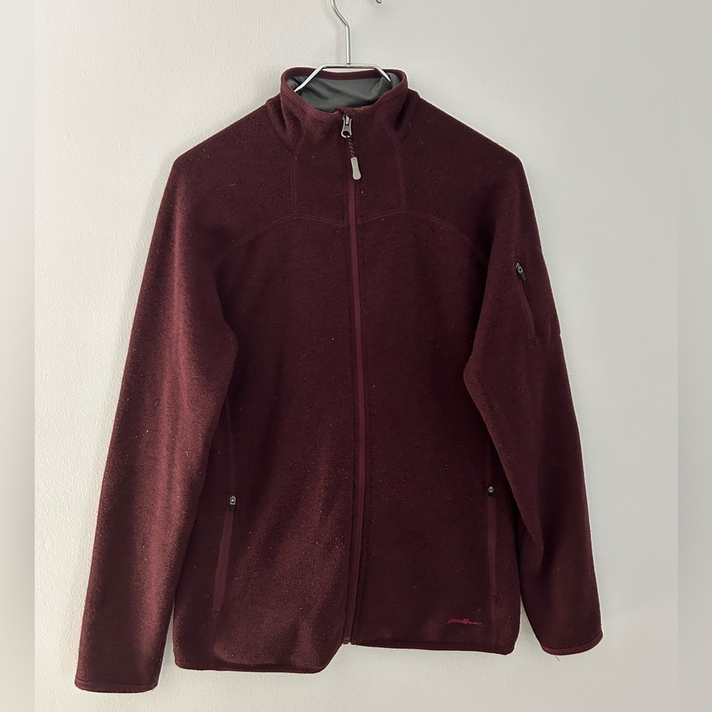 Eddie Bauer Women’s Long Sleeve Full-Zip Fleece Jacket, Purple, Large